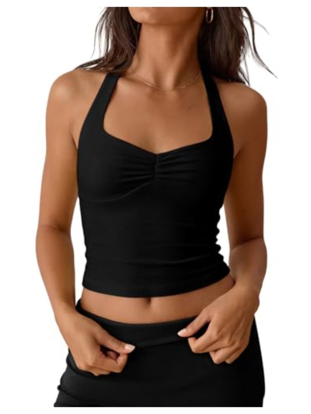 Y2K Halter Crop Top Sweetheart Neckline Slim Fit Women's Tank Cami